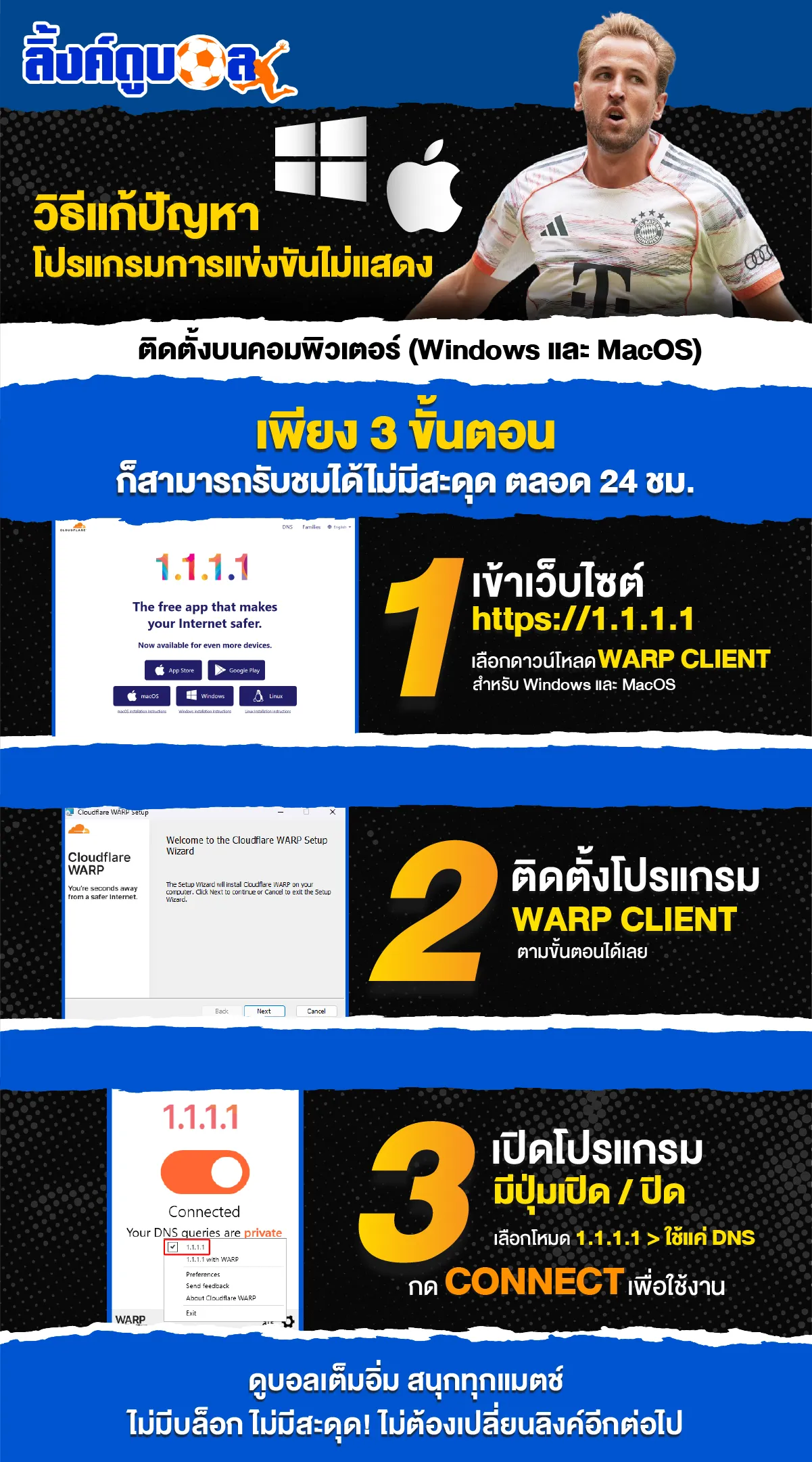 แก้ปัญหาดูบอลสดไม่แสดง Windows และ MacOS